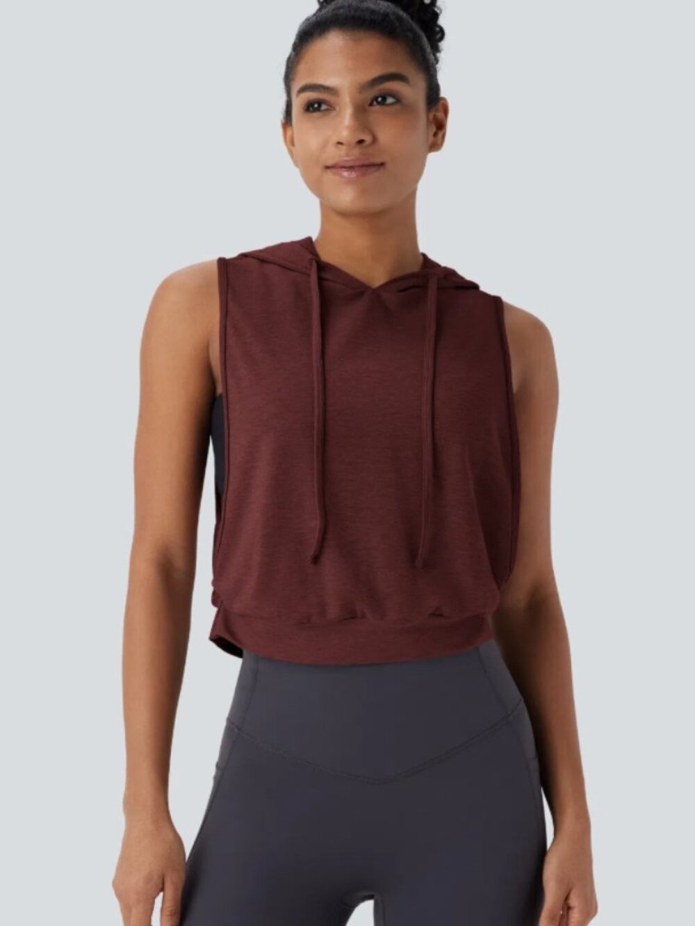Halara - Hooded Cropped Sleeveless Workout Shirt - Picture 5 of 5